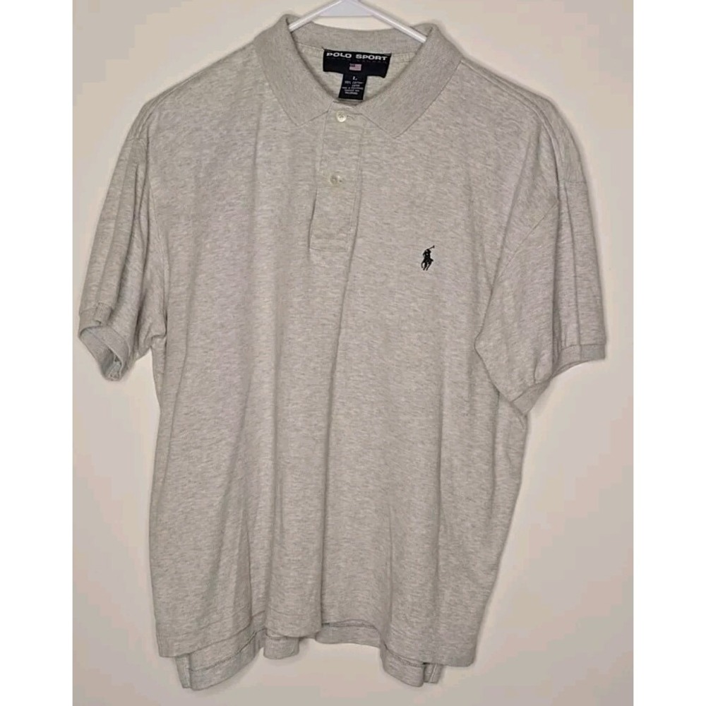 Polo Sport Ralph Lauren Polo Shirt Boys Youth L Gray Short Sleeve Blue Pony